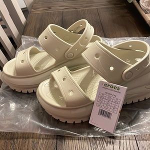 Worn once, bone color mega crush crocs size 6 woman